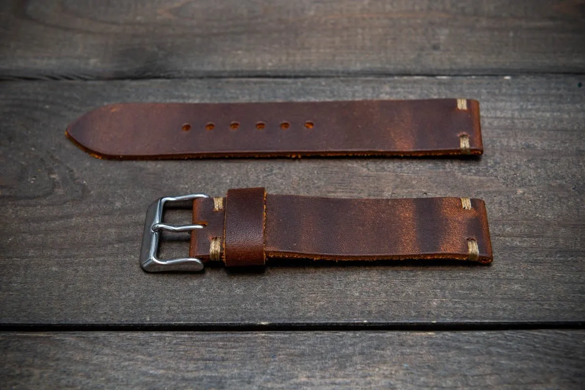 Leather watch band. Vandyke Brown-Mustard.  Handmade in Finland 10-26 mm.