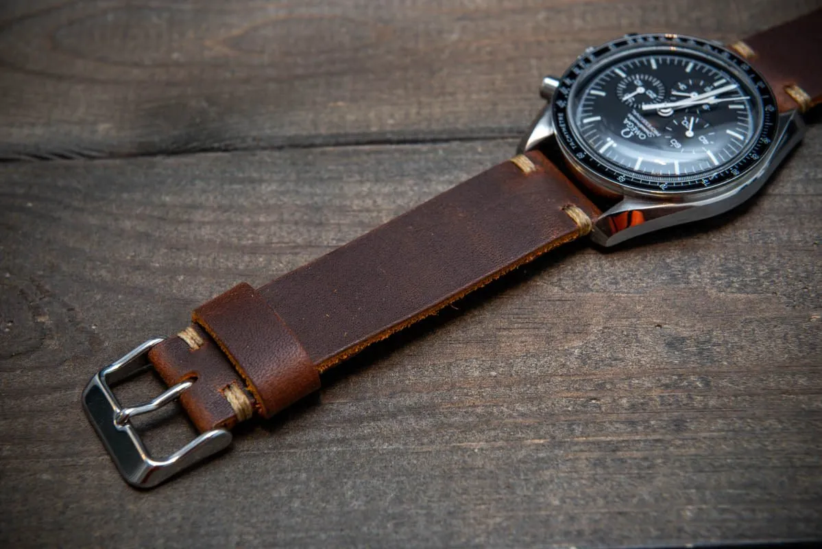 Leather watch band. Vandyke Brown-Mustard.  Handmade in Finland 10-26 mm.