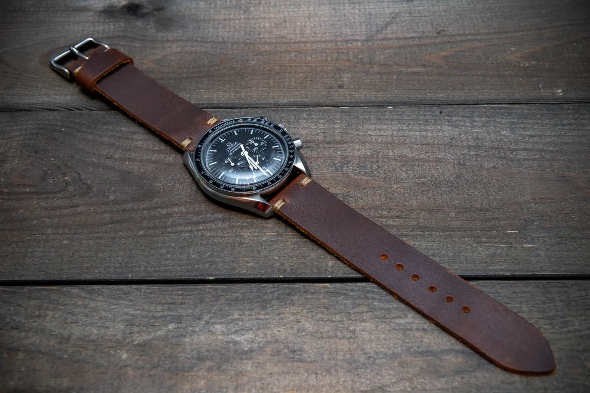 Leather watch band. Vandyke Brown-Mustard.  Handmade in Finland 10-26 mm.