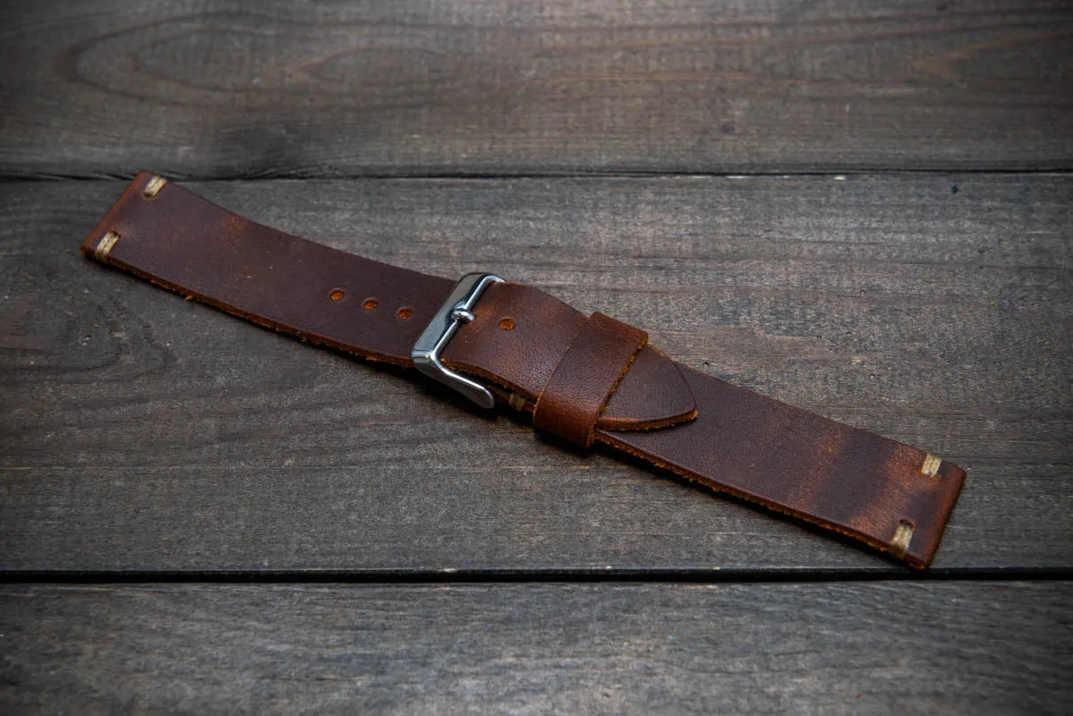 Leather watch band. Vandyke Brown-Mustard.  Handmade in Finland 10-26 mm.