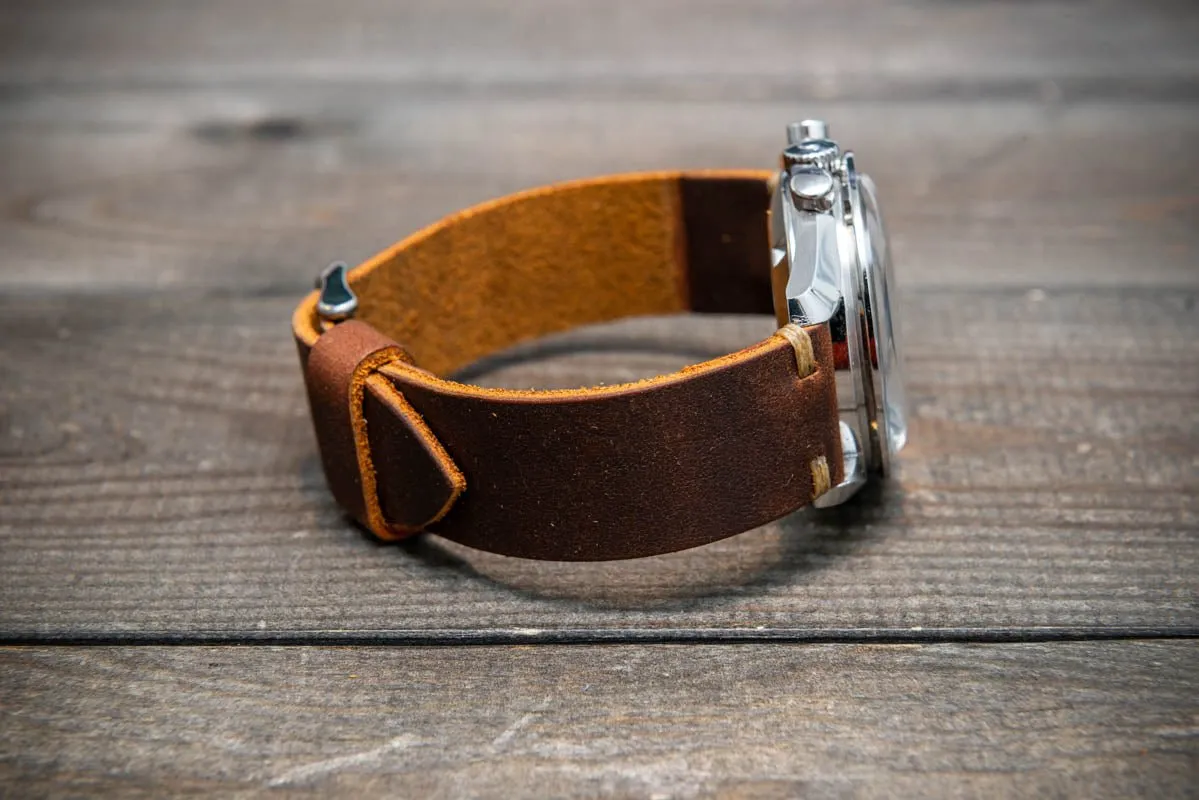 Leather watch band. Vandyke Brown-Mustard.  Handmade in Finland 10-26 mm.