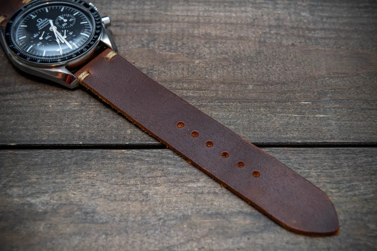 Leather watch band. Vandyke Brown-Mustard.  Handmade in Finland 10-26 mm.