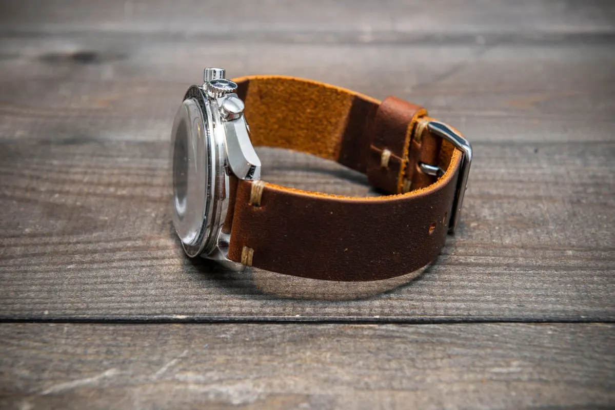 Leather watch band. Vandyke Brown-Mustard.  Handmade in Finland 10-26 mm.