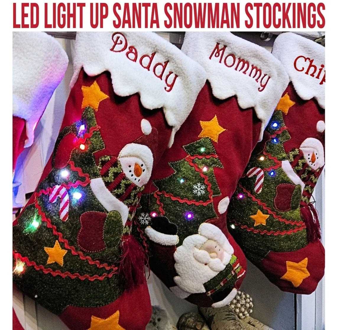 Light Up Snowman Santa Personalized Christmas Stockings