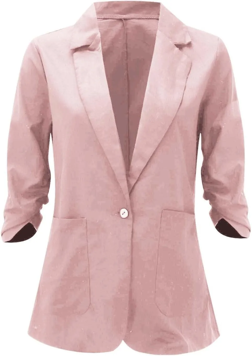 Linen Blazer Women Summer Lightweight 3/4 Sleeve Jacket Dressy Open Front Cardigan Business Casual Work Outfits