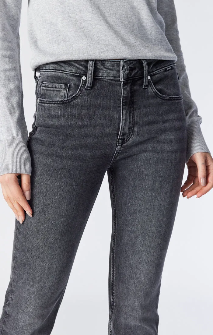 MARIA SLIT HEM FLARE IN MID SMOKE ORGANIC BLUE