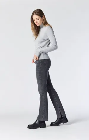 MARIA SLIT HEM FLARE IN MID SMOKE ORGANIC BLUE