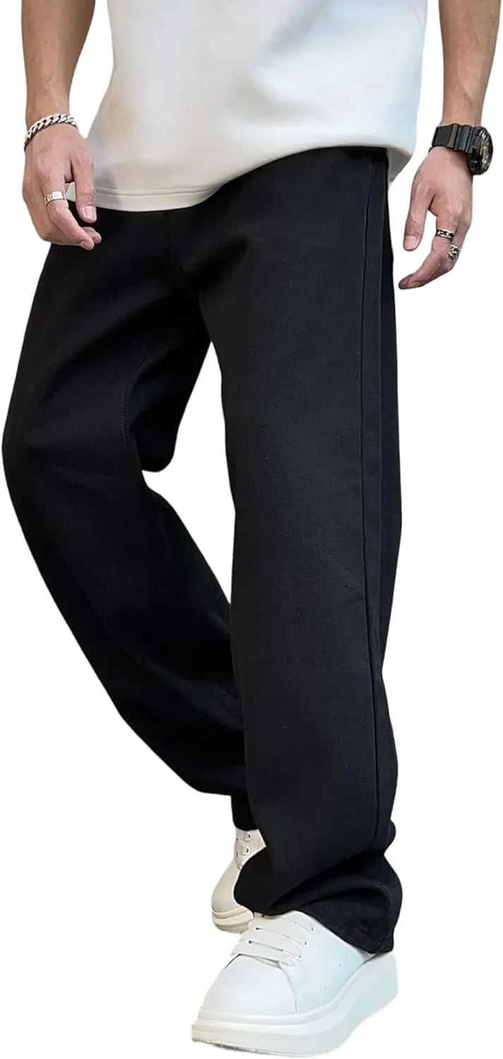 Mens Vintage Baggy Jeans Wide Leg Loose Fit Pants Y2k Hip Hop Trousers