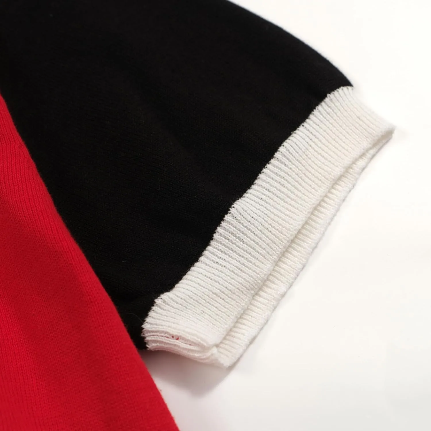 OXKNIT Men Knit Polo Shirts Short Sleeve Red Vintage Polo Shirt Casual Golf Shirts with Black White Wave
