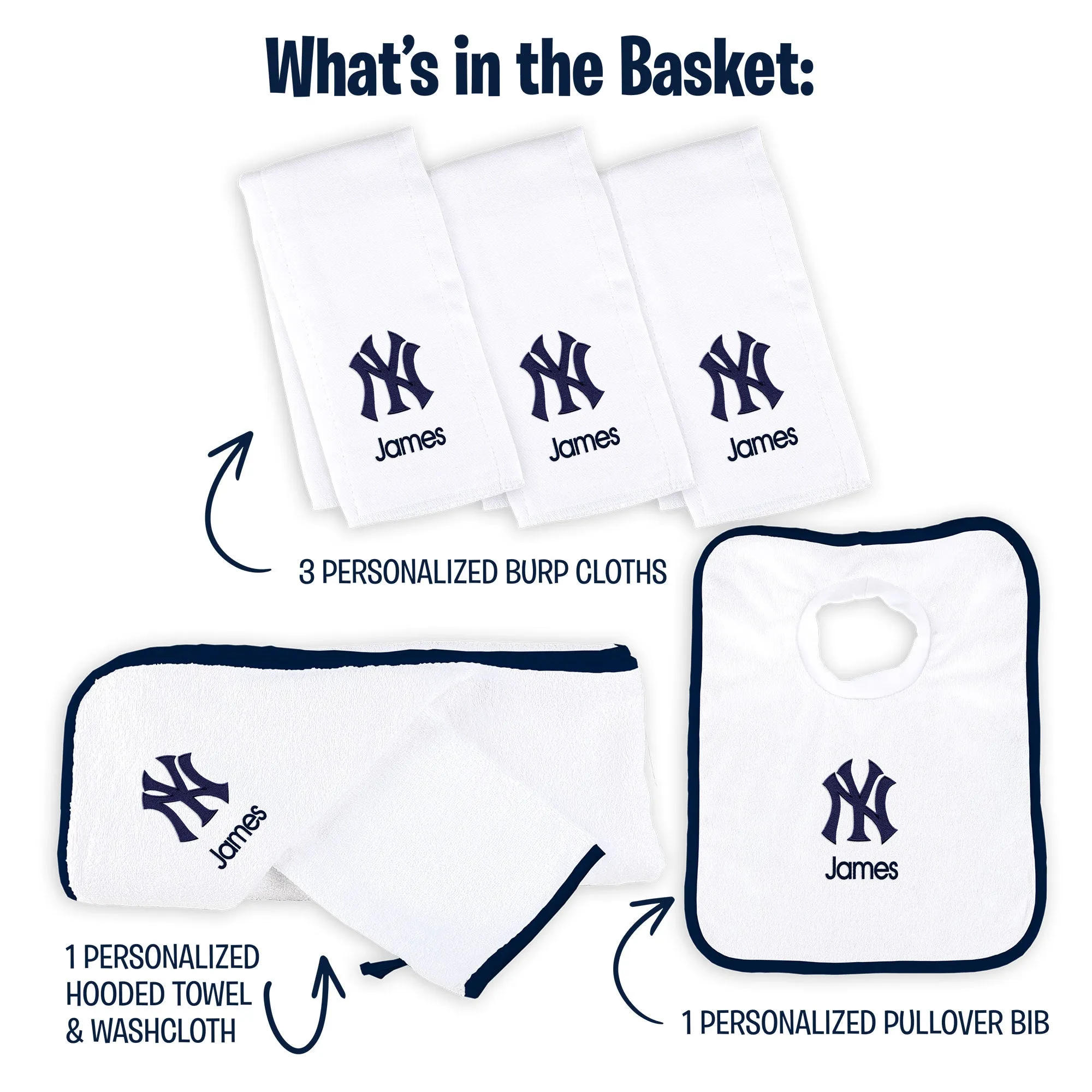 Personalized New York Yankees Medium Basket - 6 Items