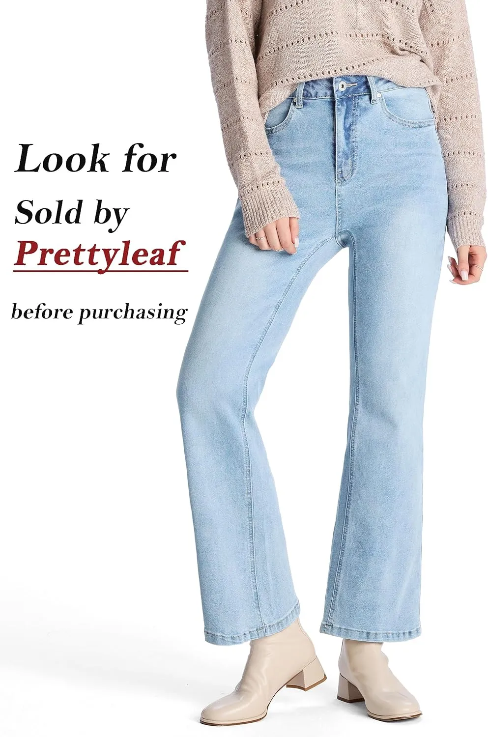 Petite Women's 24"/26"/28"/30" Stretch Flare Jeans High Waisted Curvy Bootcut Denim Pants