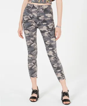 Rewash Juniors' Camo Cropped Skinny Jeans Gray Size 5