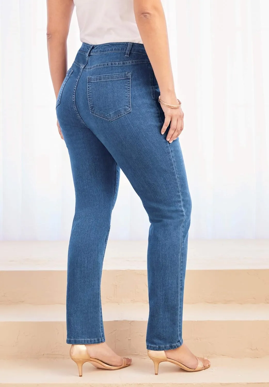 Roaman's Women's Plus Size Invisible Stretch Iconic Straight-Leg Jean