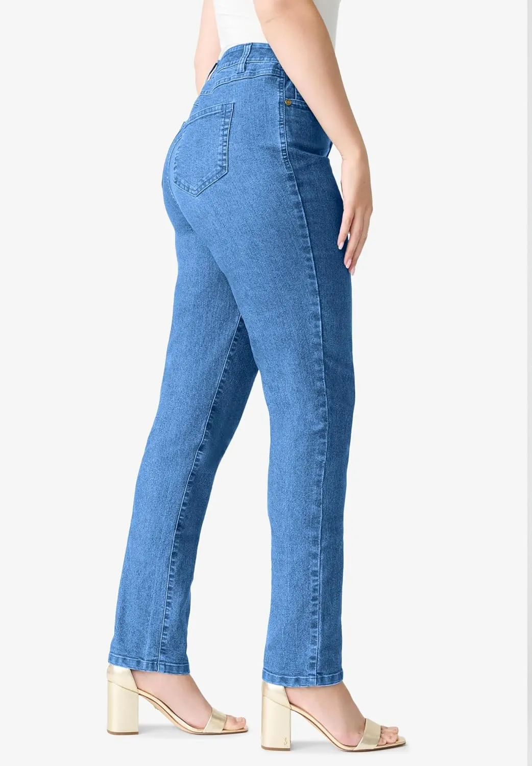 Roaman's Women's Plus Size Invisible Stretch Iconic Straight-Leg Jean