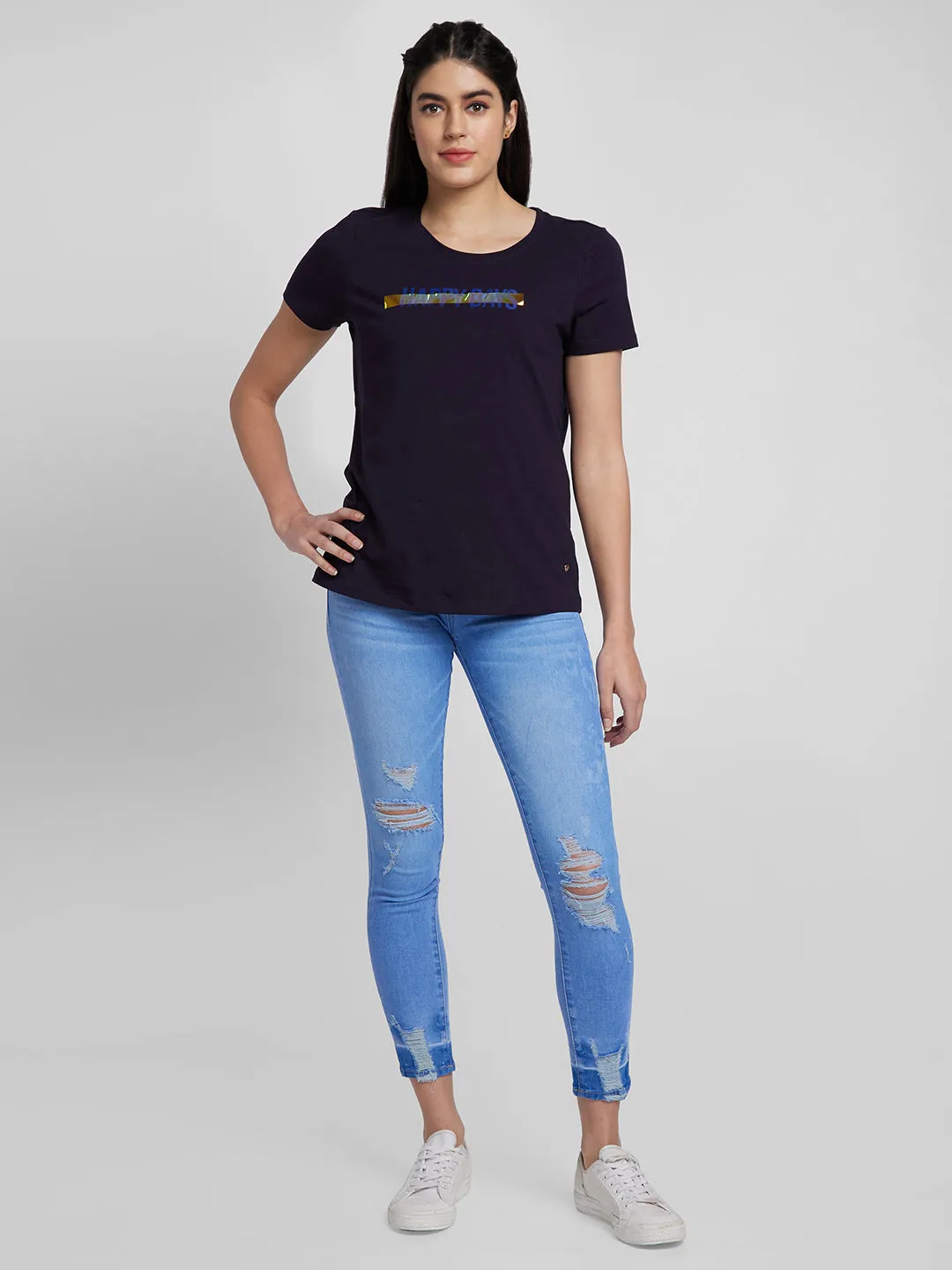 Spykar Women Mid Blue Lycra Slim Fit Regular Length Jeans (Alicia)