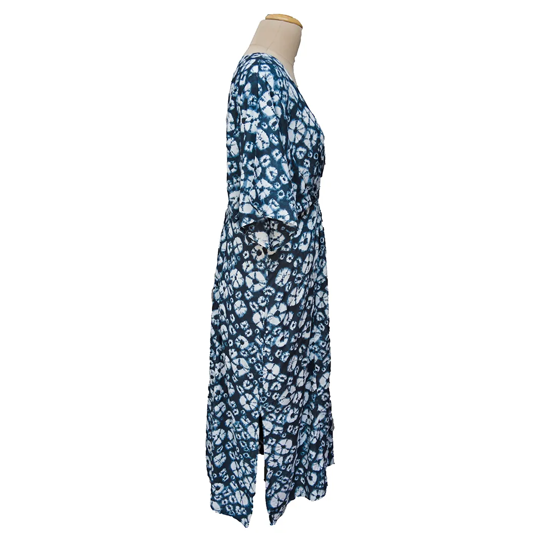 Tie dye Blue Smocked Maxi Dress Size 16-32 PL10