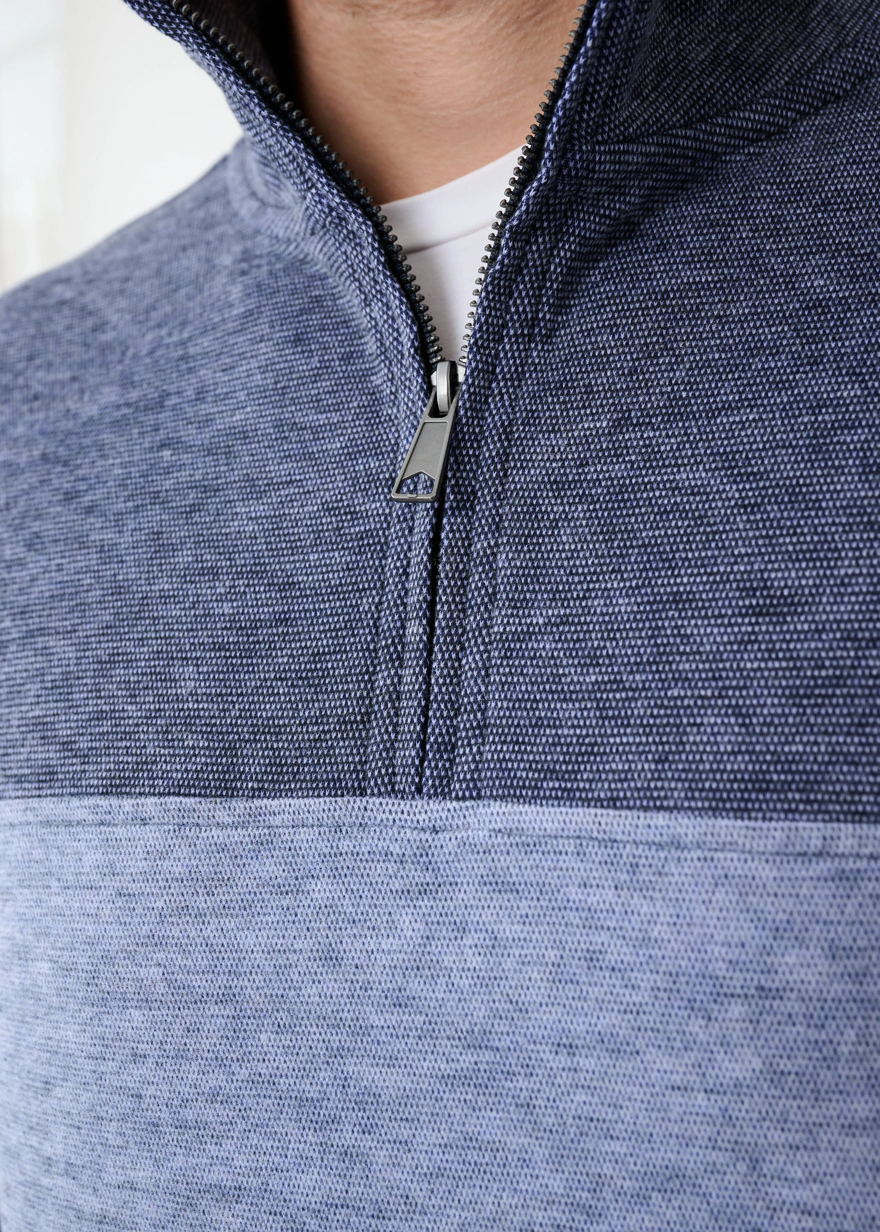 Triblend Stretch Quarter-Zip | Denim Colorblock