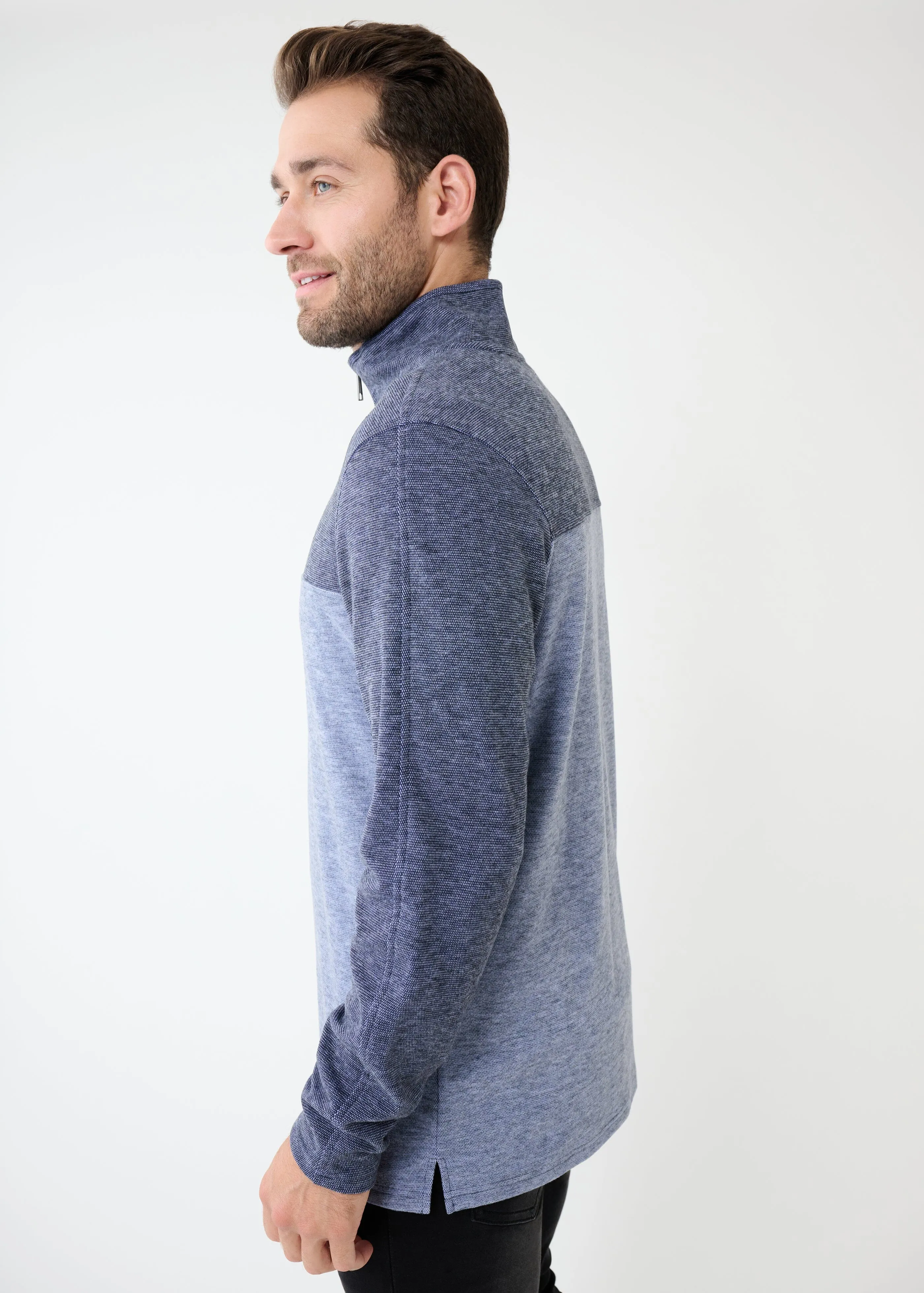 Triblend Stretch Quarter-Zip | Denim Colorblock