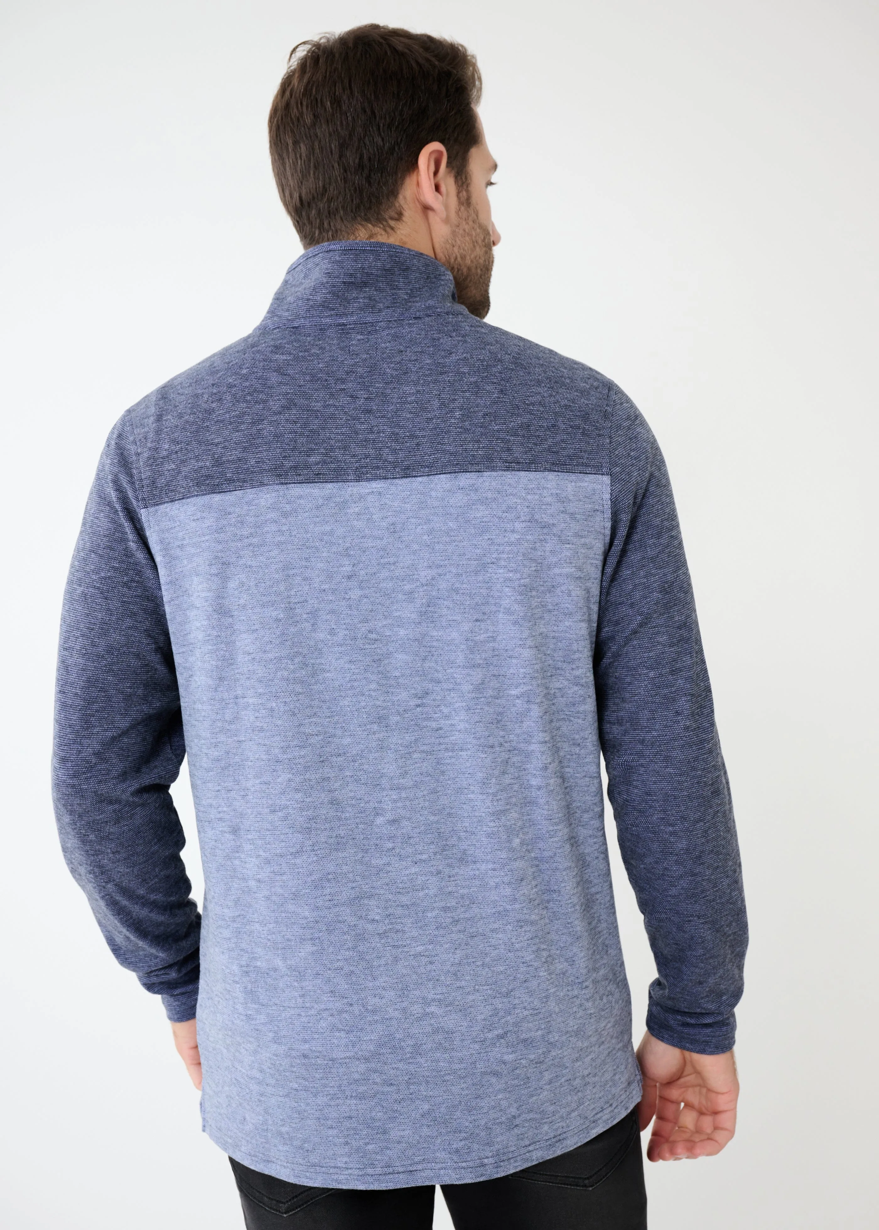 Triblend Stretch Quarter-Zip | Denim Colorblock