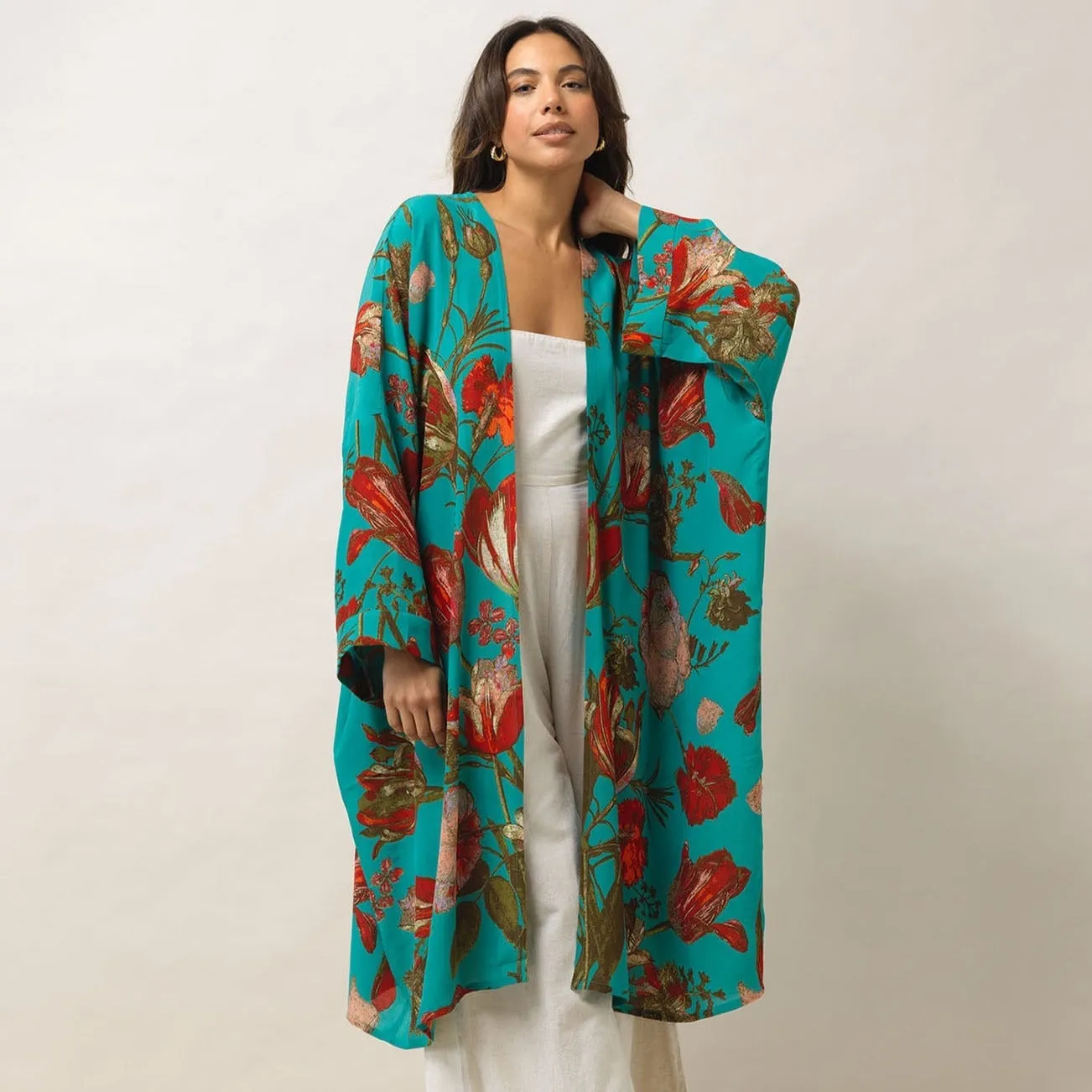 Tulip Blue Grande Kimono - One Hundred Stars