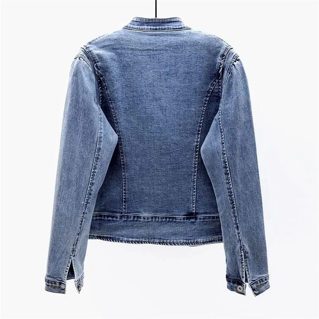 Women Jeans Jacket Spring Autumn Clothing Embroidered Short Denim Jackets Female Basic Coat Long Sleeve Outerwear