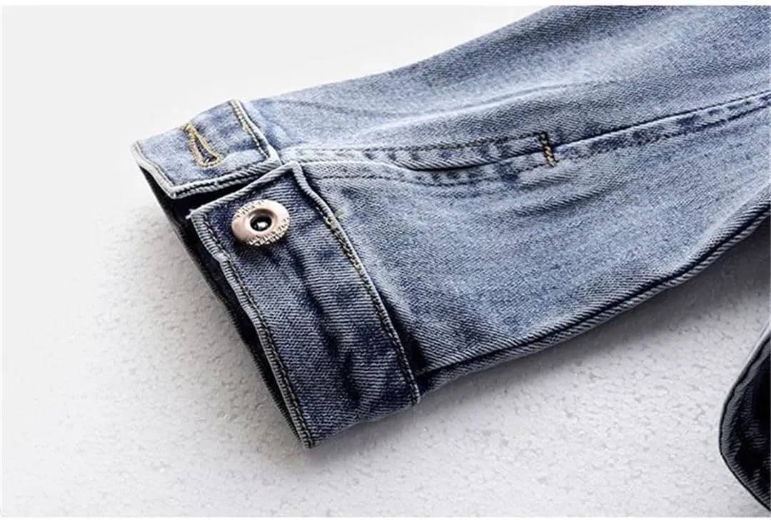 Women Jeans Jacket Spring Autumn Clothing Embroidered Short Denim Jackets Female Basic Coat Long Sleeve Outerwear