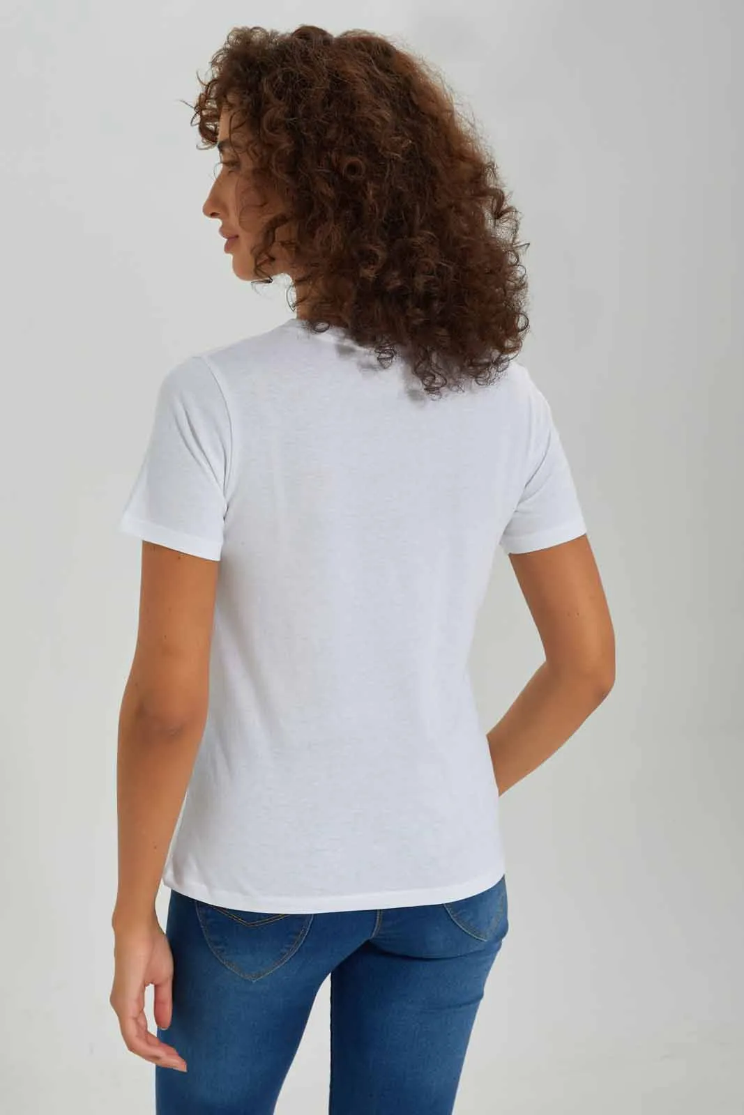 Women White Floral Printed T-Shirt