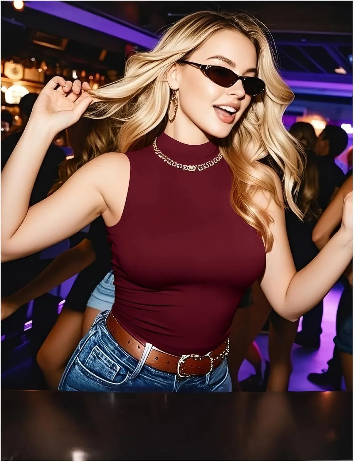 Womens Sleeveless Mock Turtleneck Tank Top Slim Fit Shirt Lightweight Layering Tee Casual Office Wear