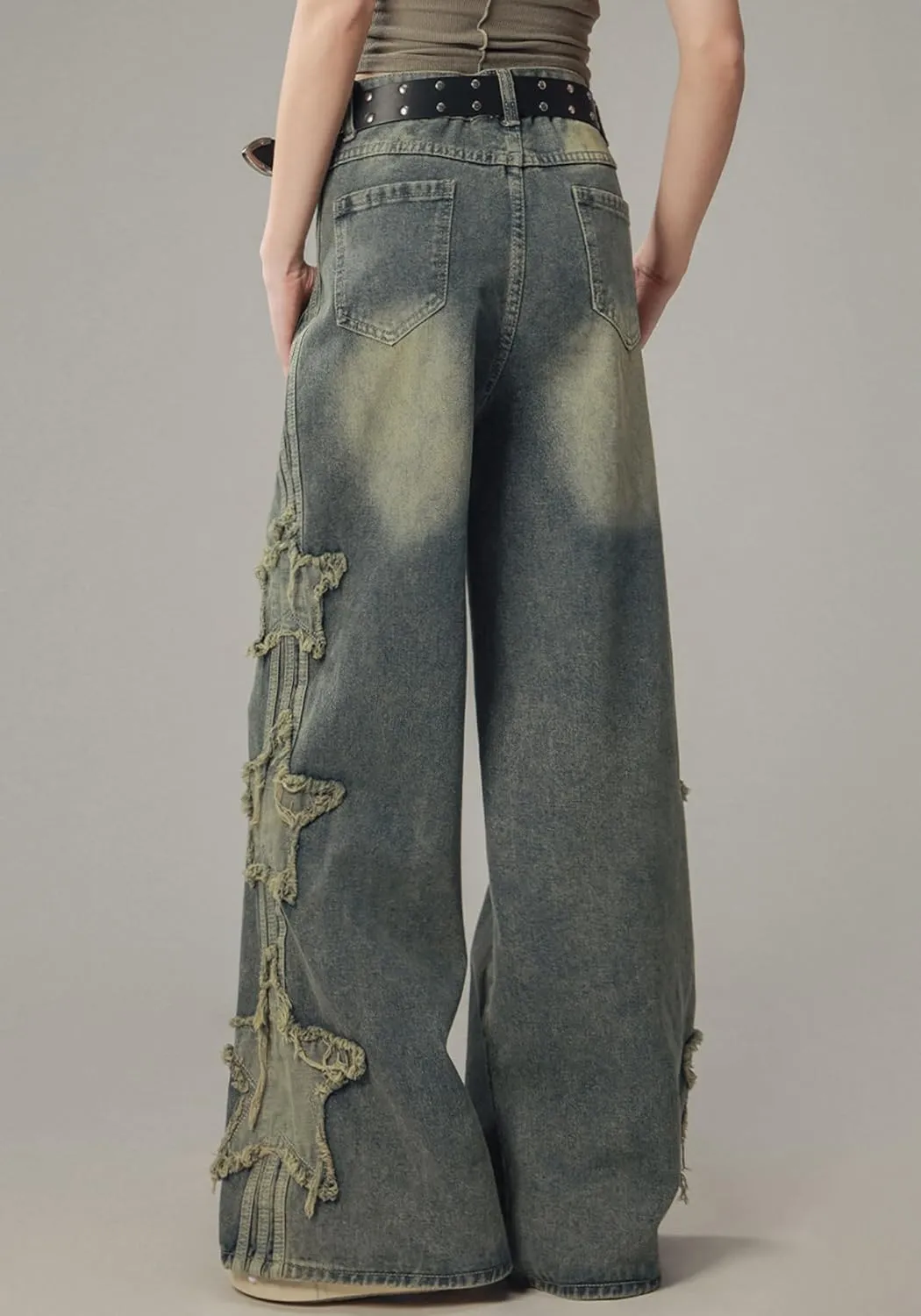 Womens Star Jeans Baggy Cargo Jeans Vintage Casual Y2K Outfits Straight Leg Denim with Pocket