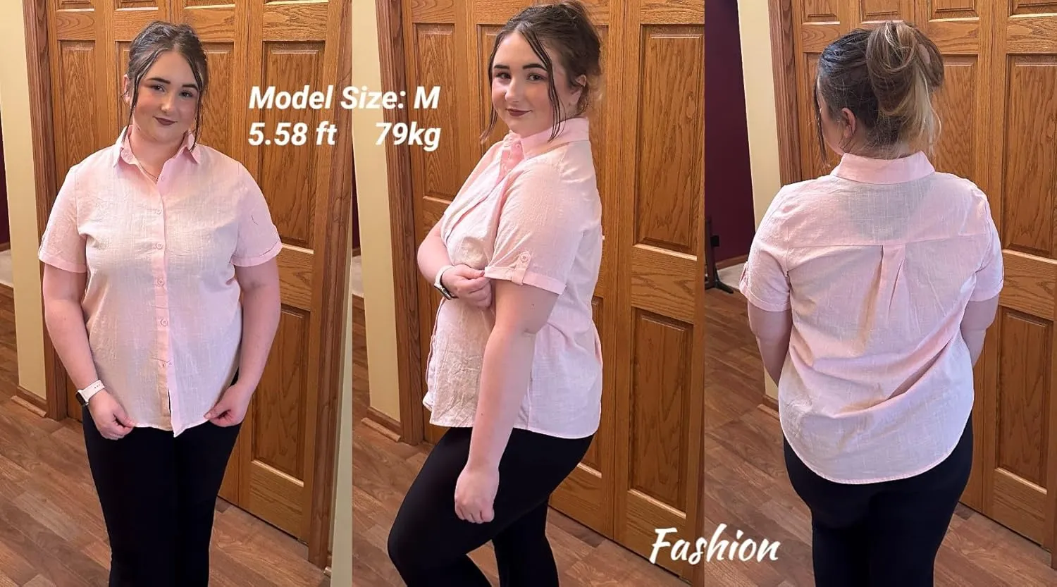 Zeagoo Women Linen Button Down Shirt Rolled Cuffed Short Sleeve Blouse Ladies Summer Casual V Neck Beach Cotton Tops