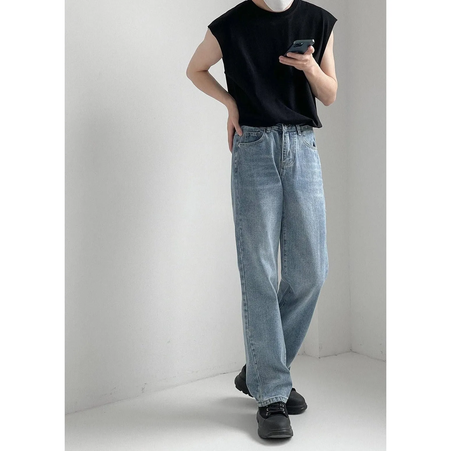 Zhou Roomy Fit Straight Cut Jeans